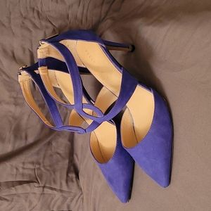 Kelly & Katie Blue Suede Evie Heels